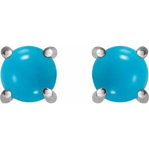 Platinum 6 mm Natural Turquoise Earrings – image 2