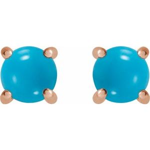 14K Rose Gold 5 mm Natural Turquoise Earrings – image 2