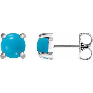 Sterling Silver 5 mm Natural Turquoise Earrings