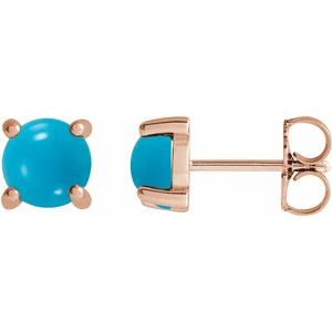 14K Rose Gold 6 mm Natural Turquoise Earrings