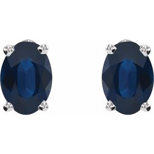14K White Gold Lab-Grown Blue Sapphire Earrings – image 2