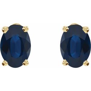 14K Yellow Gold Lab-Grown Blue Sapphire Earrings – image 2