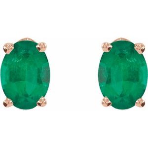 14K Rose Gold Natural Emerald Earrings – image 2
