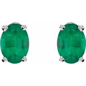 14K White Gold Lab-Grown Emerald Earrings – image 2