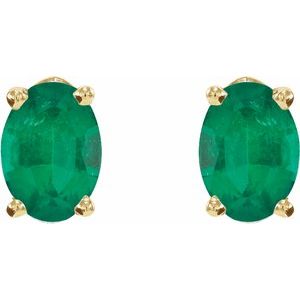 14K Yellow Gold Natural Emerald Earrings – image 2