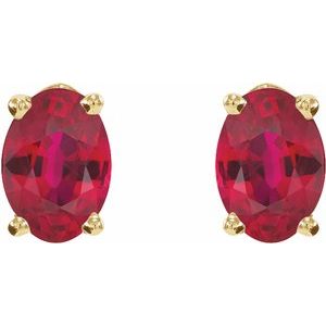 14K Yellow Gold Lab-Grown Ruby Earrings – image 2