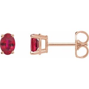 14K Rose Gold Lab-Grown Ruby Earrings