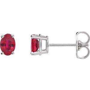 Sterling Silver Natural Ruby Earrings