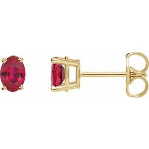 14K Yellow Gold Lab-Grown Ruby Earrings