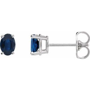 14K White Gold Lab-Grown Blue Sapphire Earrings