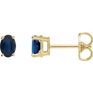 14K Yellow Gold Natural Blue Sapphire Earrings