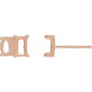 14K Rose Gold 5x3 mm Emerald & Oval Two-Stone Stud Earring Mounting