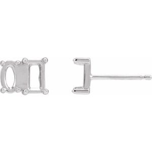 Platinum 5x3 mm Emerald & Oval Two-Stone Stud Earring Mounting