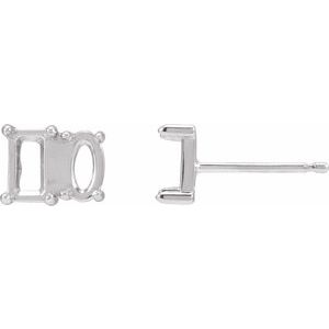 Platinum 5x3 mm Emerald & Oval Two-Stone Stud Earring Mounting – image 2