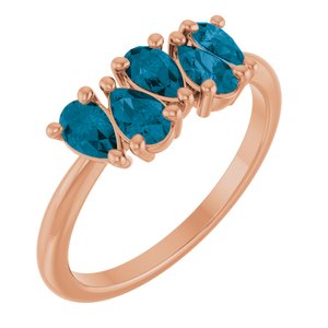 14K Rose Gold Natural London Blue Topaz Five-Stone Ring