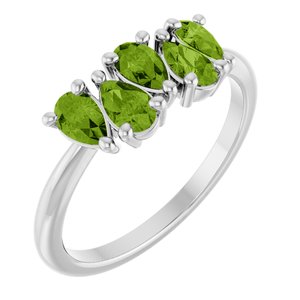 Platinum Natural Peridot Five-Stone Ring