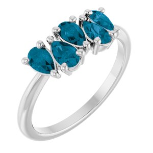 Platinum Natural London Blue Topaz Five-Stone Ring