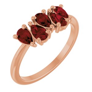 14K Rose Gold Natural Mozambique Garnet Five-Stone Ring