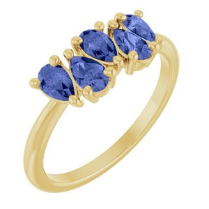 14K Yellow Gold Natural Tanzanite Five-Stone Ring