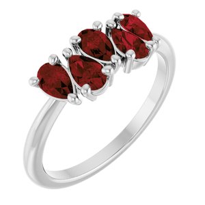Platinum Natural Mozambique Garnet Five-Stone Ring
