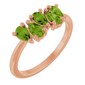 14K Rose Gold Natural Peridot Five-Stone Ring