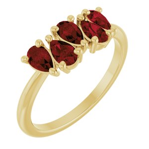 14K Yellow Gold Natural Mozambique Garnet Five-Stone Ring
