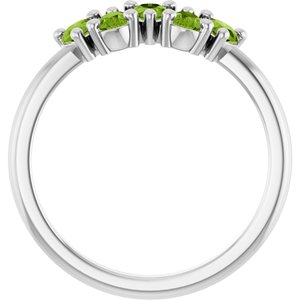 Sterling Silver Natural Peridot Five-Stone Ring
