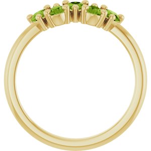 14K Yellow Gold Natural Peridot Five-Stone Ring