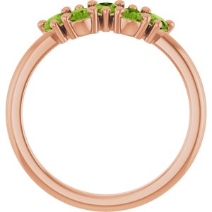 14K Rose Gold Natural Peridot Five-Stone Ring