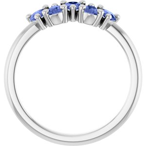 14K White Gold Natural Tanzanite Five-Stone Ring