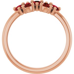 14K Rose Gold Natural Mozambique Garnet Five-Stone Ring