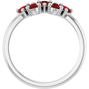 Platinum Natural Mozambique Garnet Five-Stone Ring