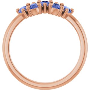 14K Rose Gold Natural Tanzanite Five-Stone Ring