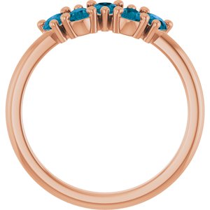 14K Rose Gold Natural London Blue Topaz Five-Stone Ring