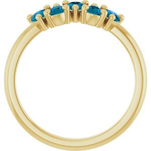 14K Yellow Gold Natural London Blue Topaz Five-Stone Ring