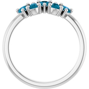 14K White Gold Natural London Blue Topaz Five-Stone Ring