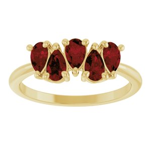 14K Yellow Gold Natural Mozambique Garnet Five-Stone Ring