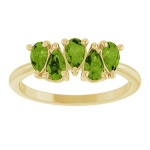 14K Yellow Gold Natural Peridot Five-Stone Ring