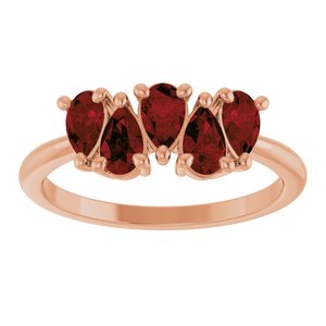 14K Rose Gold Natural Mozambique Garnet Five-Stone Ring