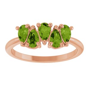 14K Rose Gold Natural Peridot Five-Stone Ring