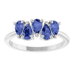 Platinum Natural Tanzanite Five-Stone Ring