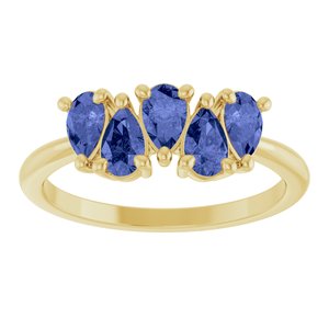 14K Yellow Gold Natural Tanzanite Five-Stone Ring