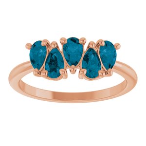 14K Rose Gold Natural London Blue Topaz Five-Stone Ring
