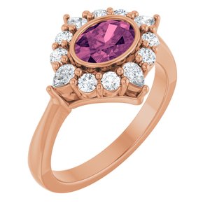 14K Rose Gold Natural Pink Tourmaline & 3/8 CTW Lab-Grown Diamond Halo-Style Ring