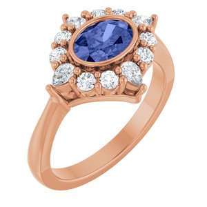 14K Rose Gold Natural Tanzanite & 3/8 CTW Lab-Grown Diamond Halo-Style Ring