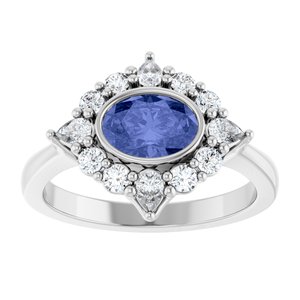 Sterling Silver Natural Tanzanite & 3/8 CTW Lab-Grown Diamond Halo-Style Ring