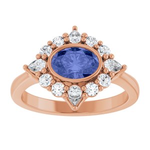 14K Rose Gold Natural Tanzanite & 3/8 CTW Lab-Grown Diamond Halo-Style Ring