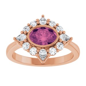 14K Rose Gold Natural Pink Tourmaline & 3/8 CTW Lab-Grown Diamond Halo-Style Ring