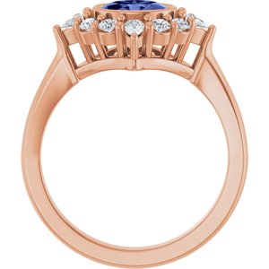 14K Rose Gold Natural Tanzanite & 3/8 CTW Lab-Grown Diamond Halo-Style Ring