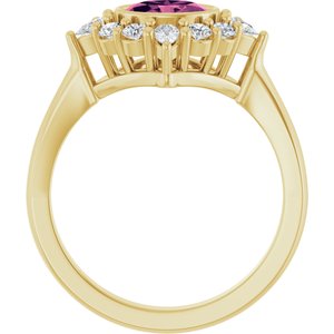 14K Yellow Gold Natural Pink Tourmaline & 3/8 CTW Lab-Grown Diamond Halo-Style Ring